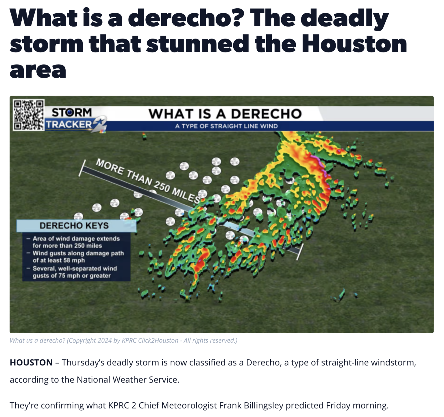 Houston's wind storm of Thursday, May 16, 2024 classified as a derecho